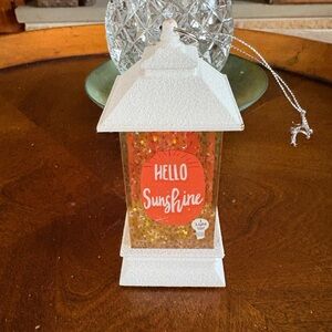 White Lantern with Glitter and 'Hello Sunshine' Design